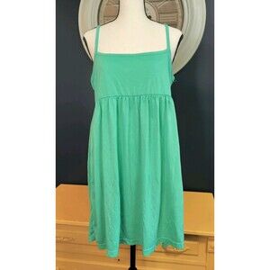 Babydoll Tank Top Women's XL Green Flowy Silhouette Spaghetti Strap Sleeveless